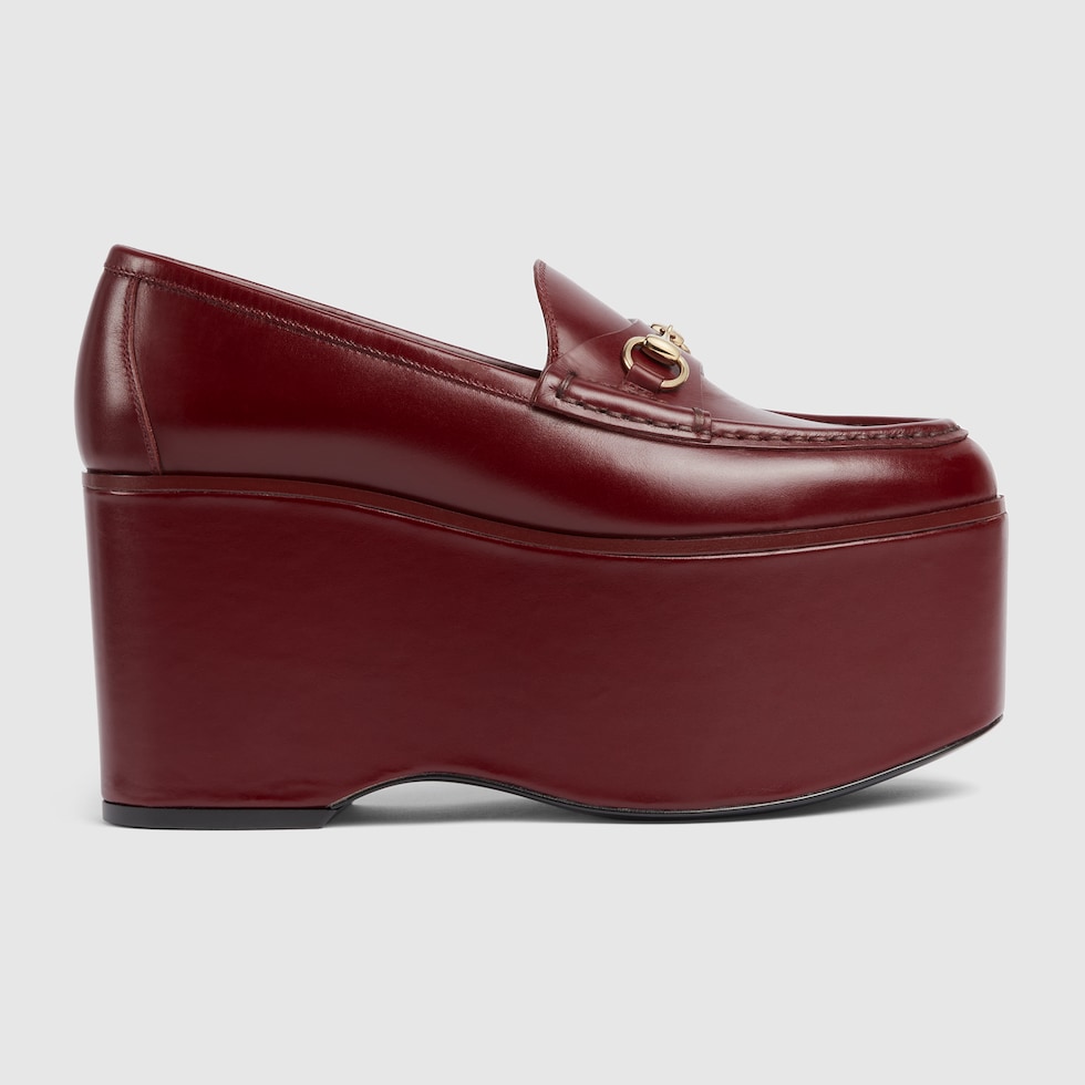 Women s Gucci Horsebit platform loafer in Gucci Rosso Ancora leather GUCCI AE