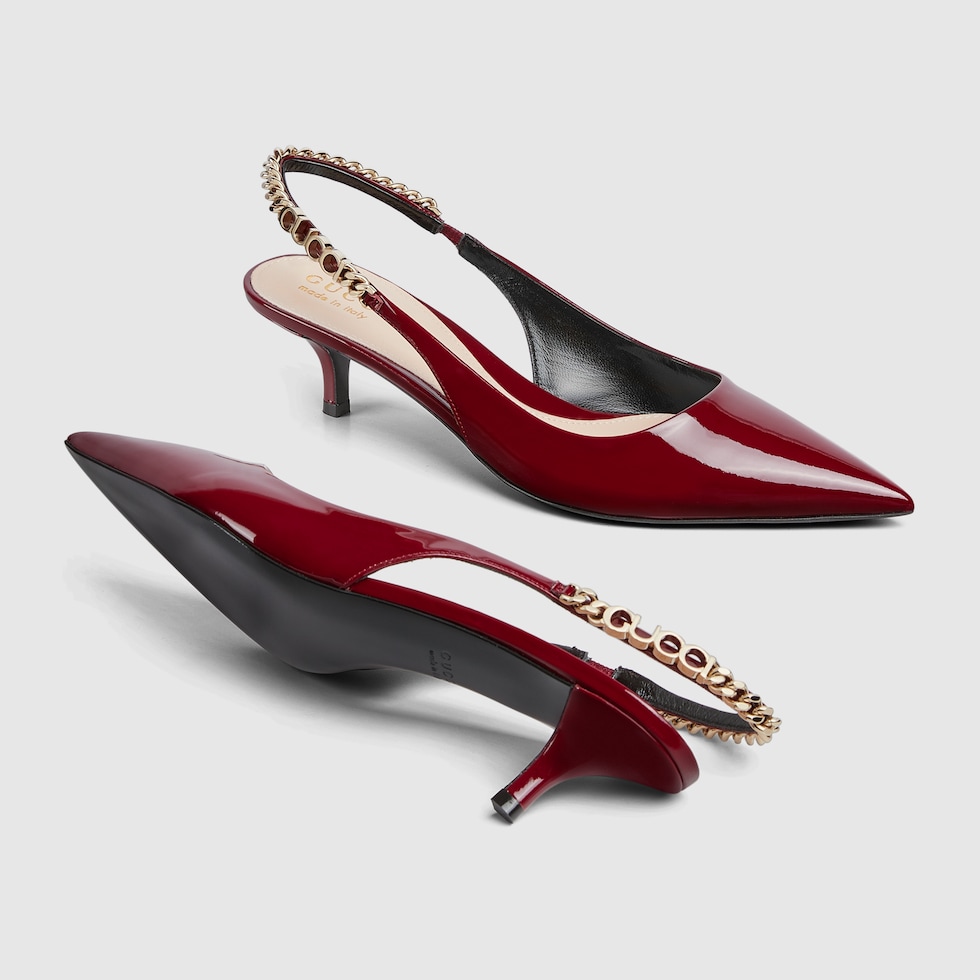 Gucci Signoria slingback pump in Rosso Ancora patent leather