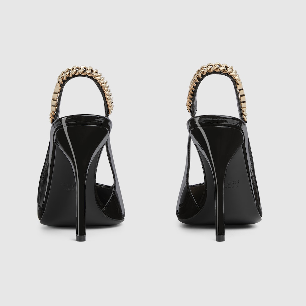 Gucci Signoria slingback pump in black patent leather