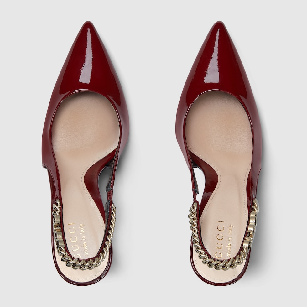 Gucci Signoria slingback pump in Rosso Ancora patent leather