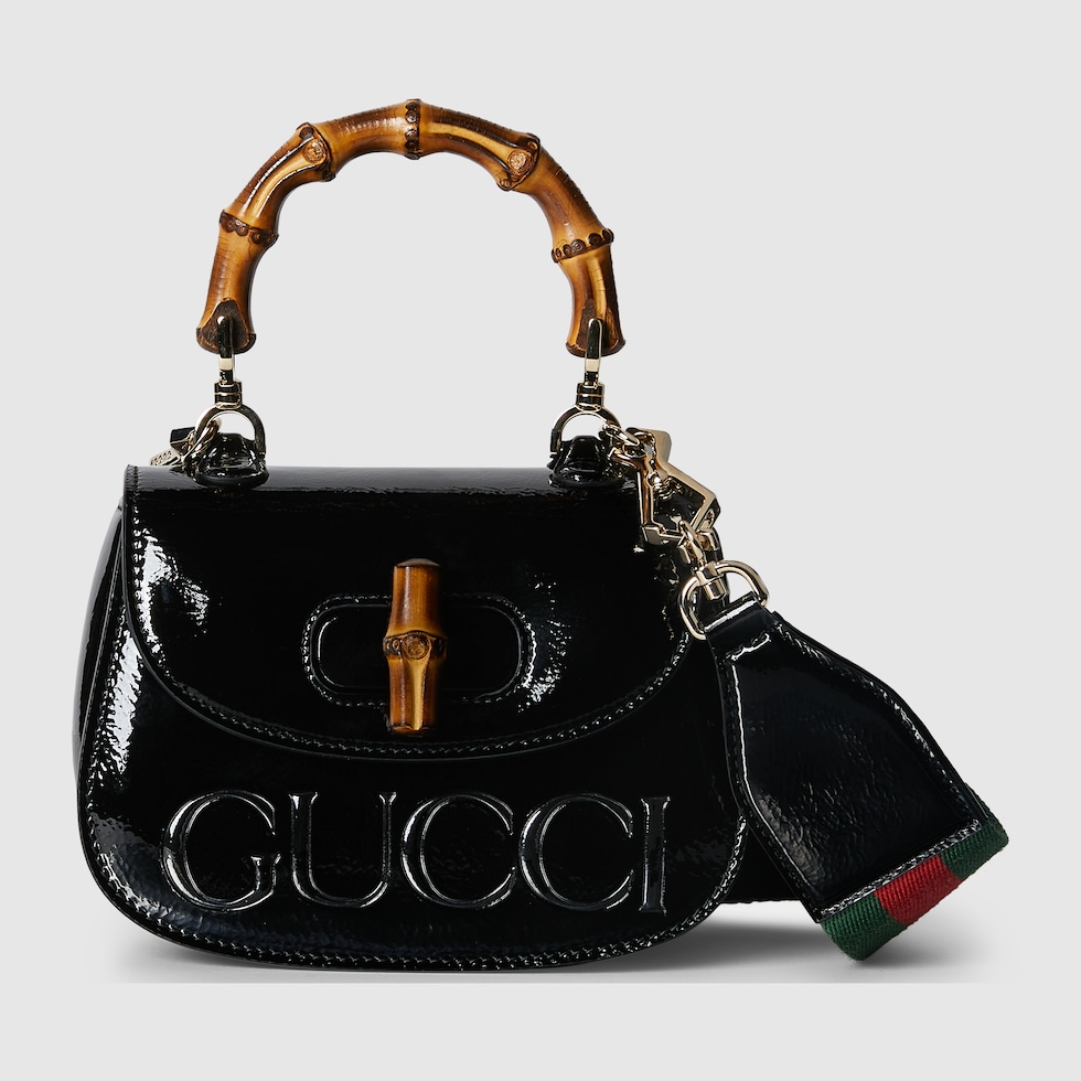 Gucci Bamboo 1947 mini bag in black patent leather | GUCCI® US Gucci Bamboo 1947 mini bag in black patent leather | GUCCI® US