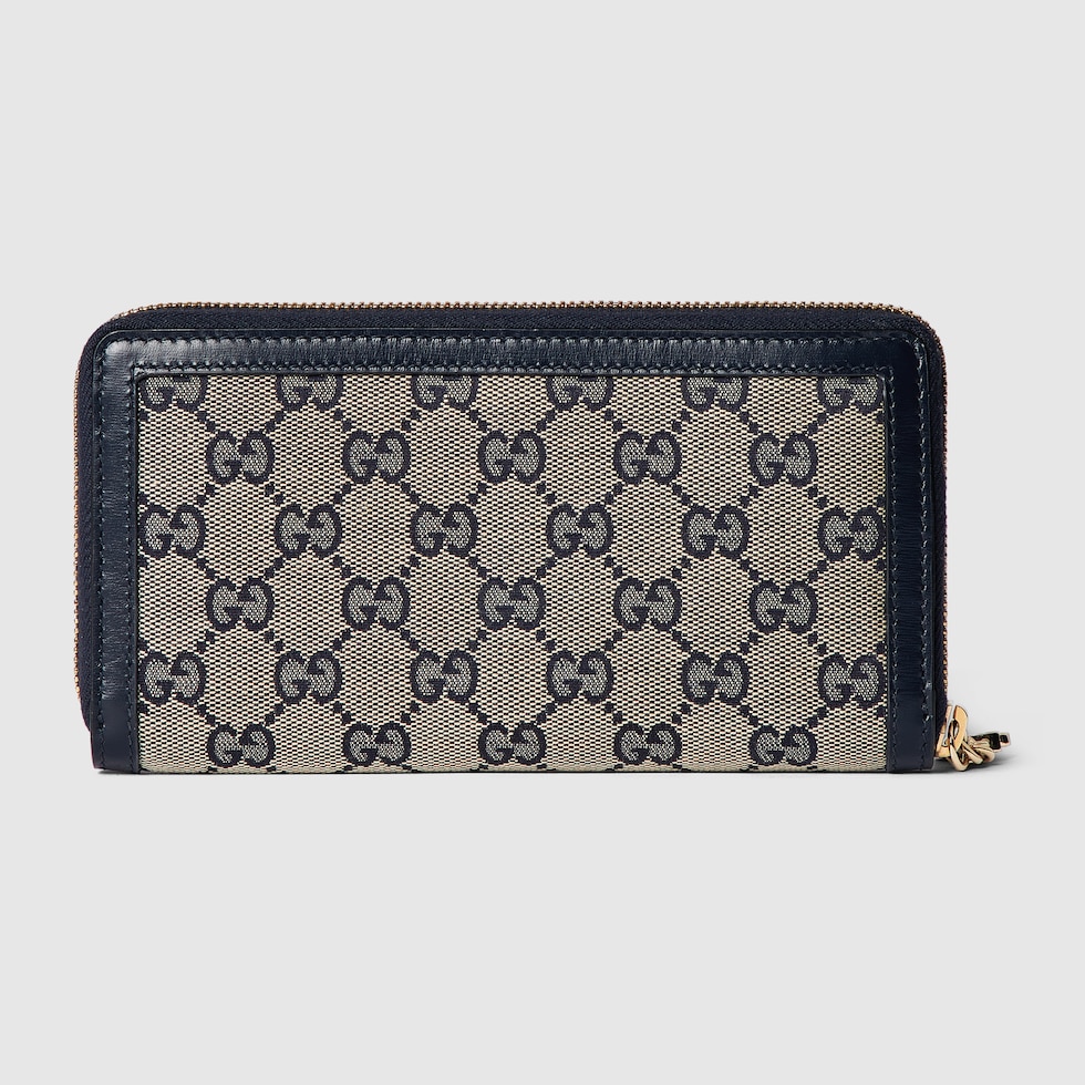 Gucci Luce zip around wallet in beige and blue canvas | GUCCI® US