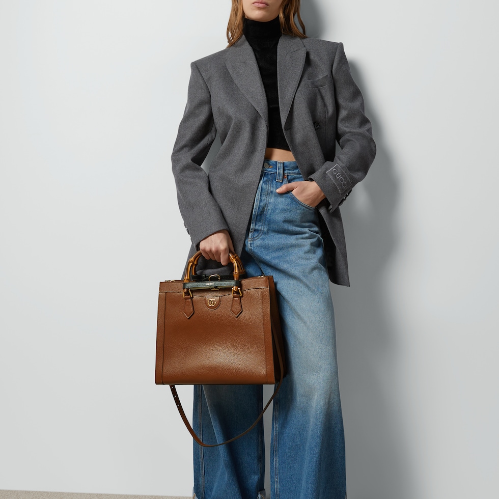 グッチ ダイアナ〕ラージ トートバッグブラウン レザー | GUCCI公式