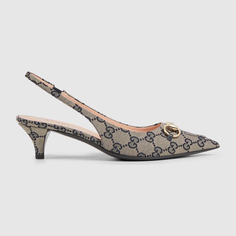 Decollete donna con Morsetto in tessuto beige e blu GUCCI Italia