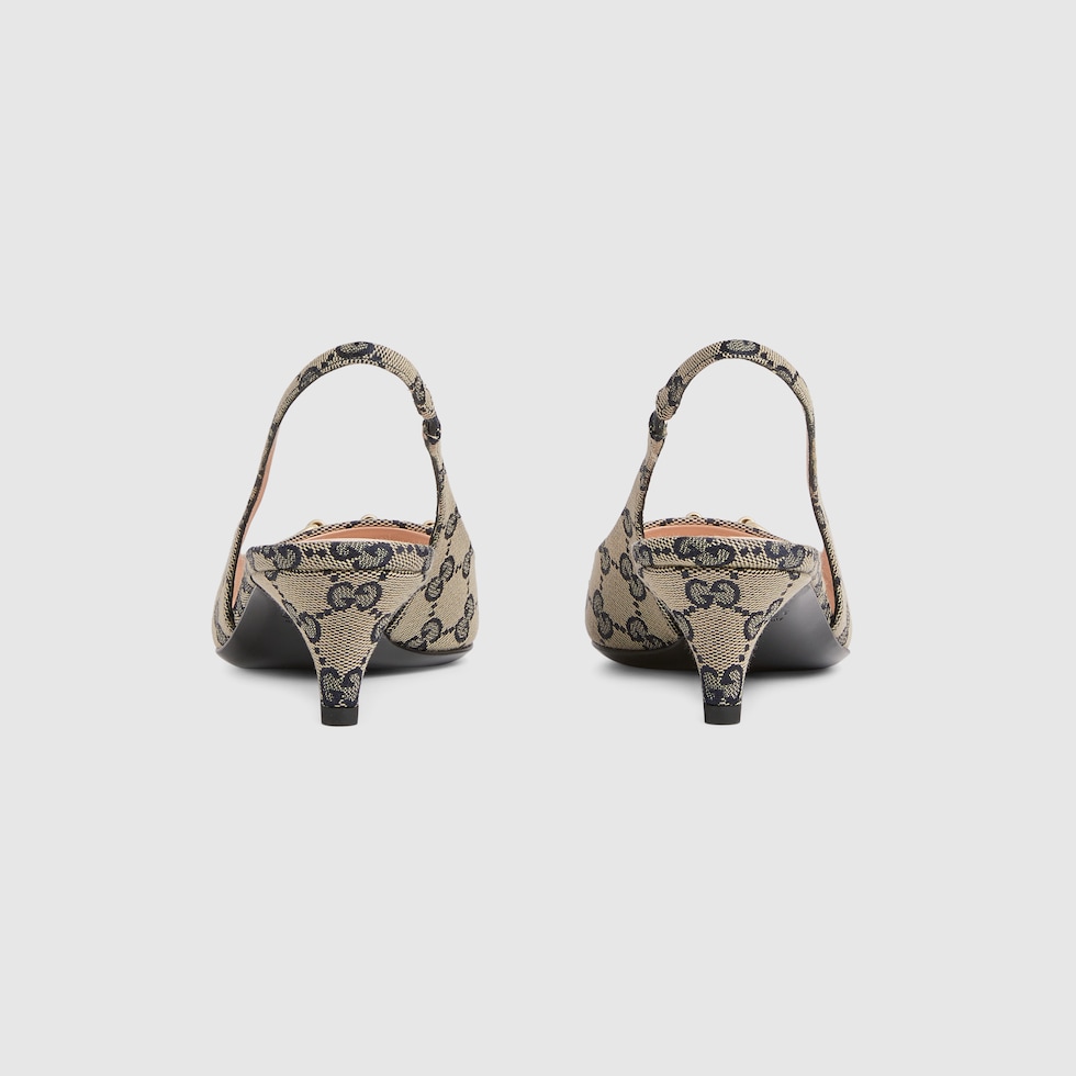 パンプス GUCCI GG LOGO SLINGBACK PUMP WITH HORSEBIT size 39G - Gucci Horsebit 120 Python Print Pink Leather