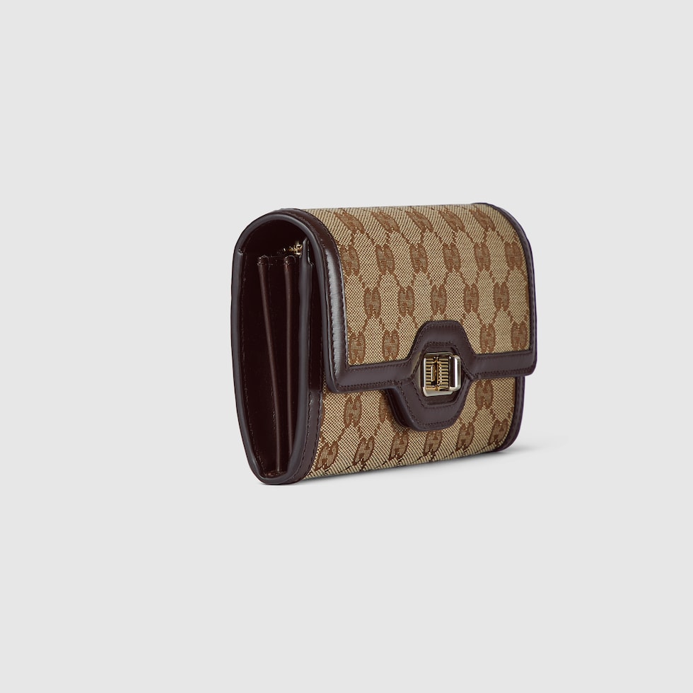 Gucci Luce continental wallet in beige and ebony canvas | GUCCI® US