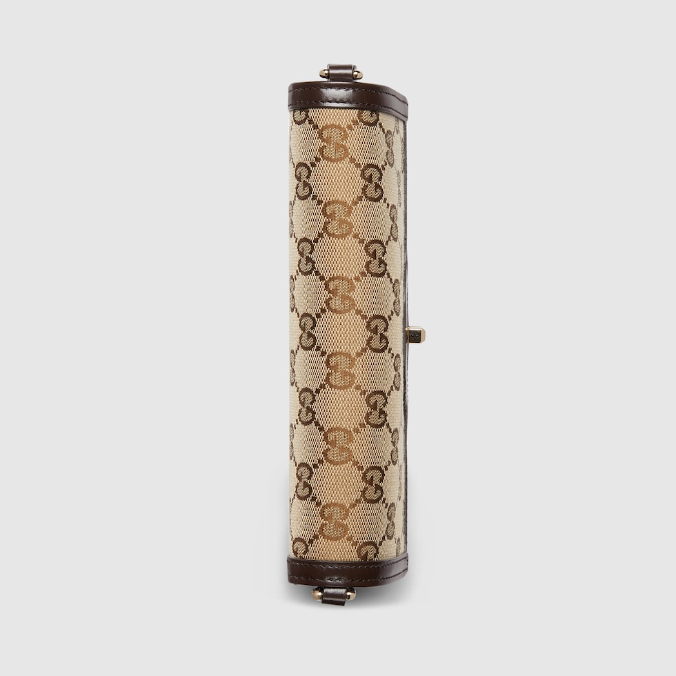 Gucci Luce mini shoulder bag in beige and ebony canvas | GUCCI® GR