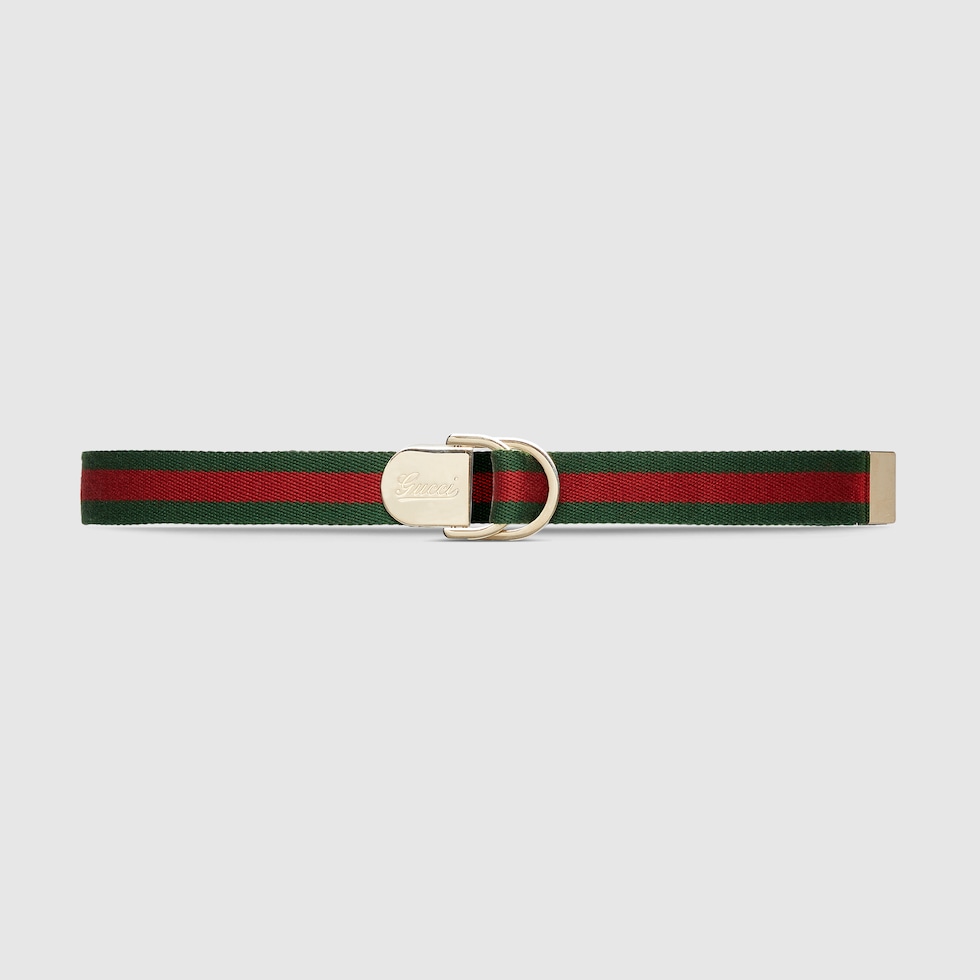 Web canvas belt with Gucci buckle in green and red Web canvas | GUCCI® US