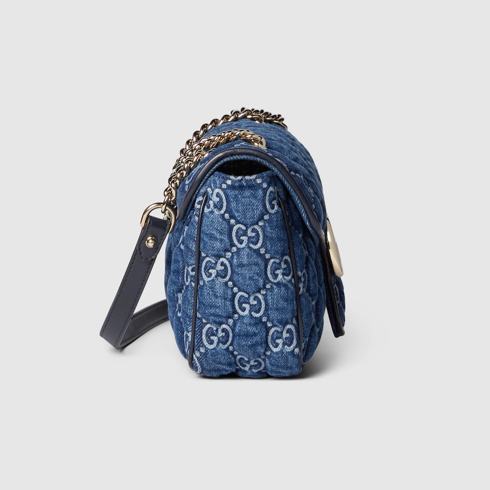 GG Marmont small shoulder bag in blue GG denim GUCCI Canada