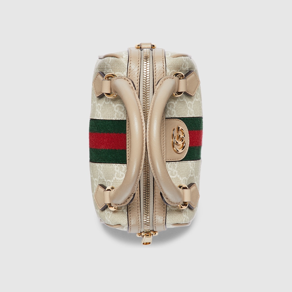 【GUCCI】OPHIDIA MINI BOSTON BAG Ophidia mini boston bag in beige and brown GG fabric | GUCCI® US