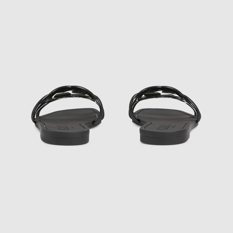 インターロッキングG ウィメンズ スライドサンダル ・ブラック ラバー