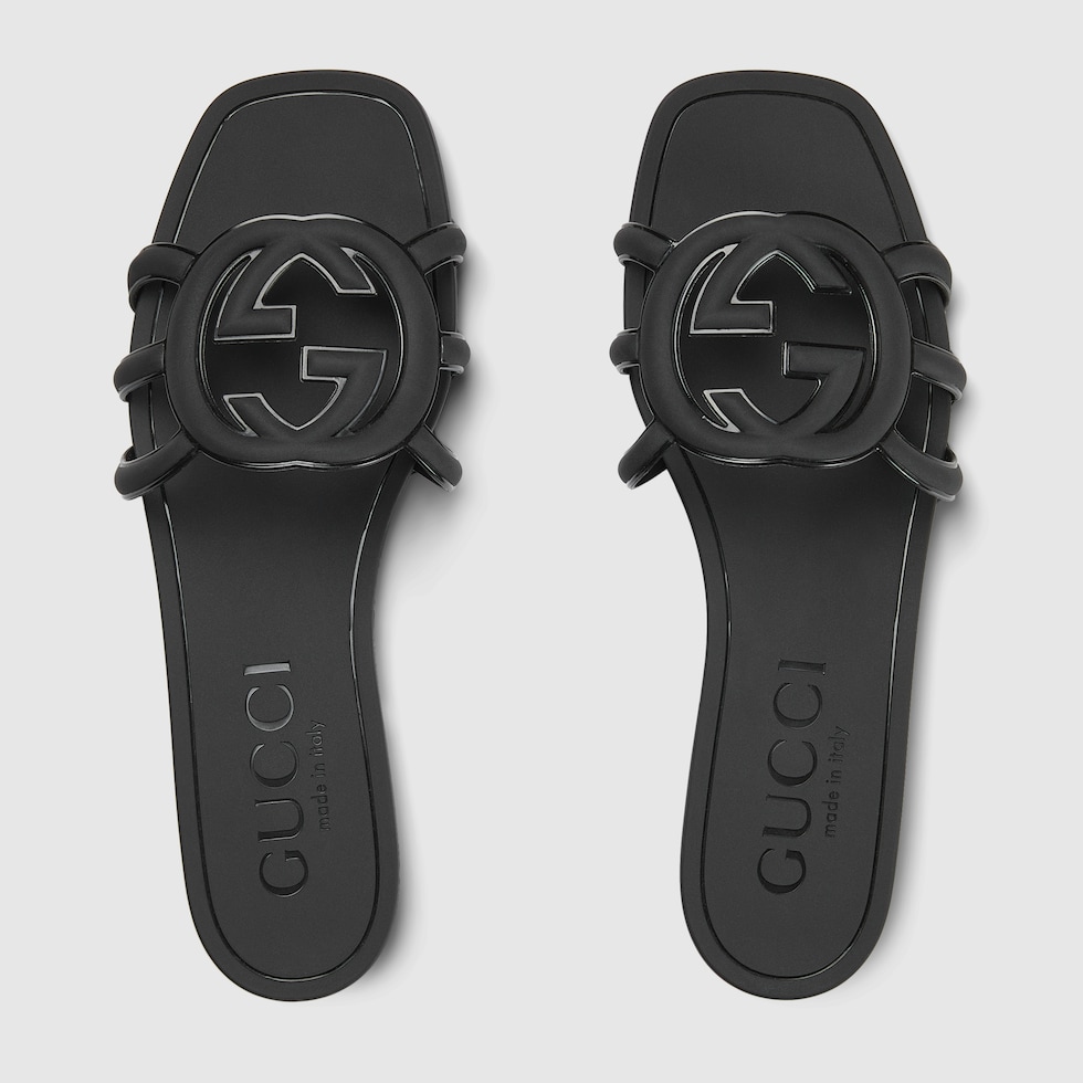 Gucci rubber slides black online