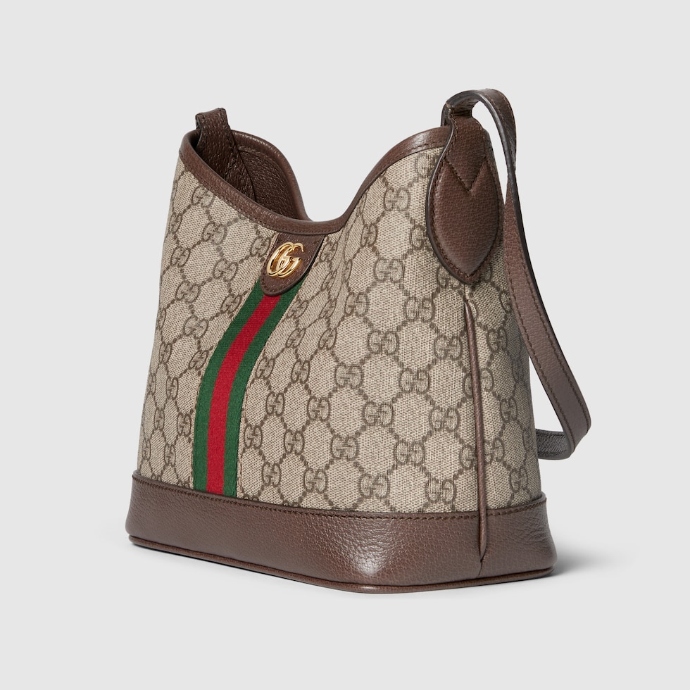 Ophidia small shoulder bag in beige and ebony GG Supreme