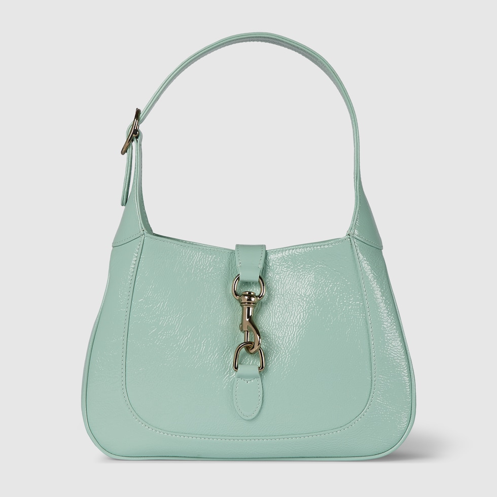 Sac a epaule Gucci Jackie petite taille en cuir verni vert pastel GUCCI FR