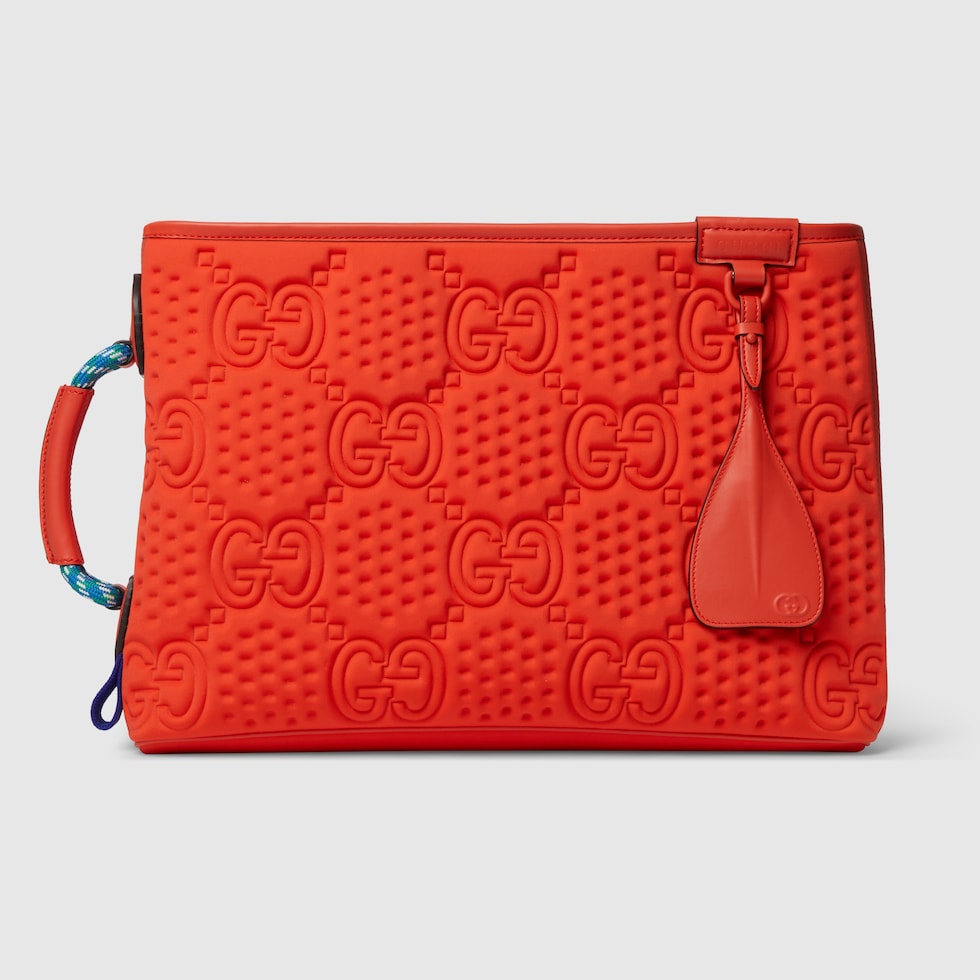 Large GG scuba pouch in orange scuba | GUCCI® SG