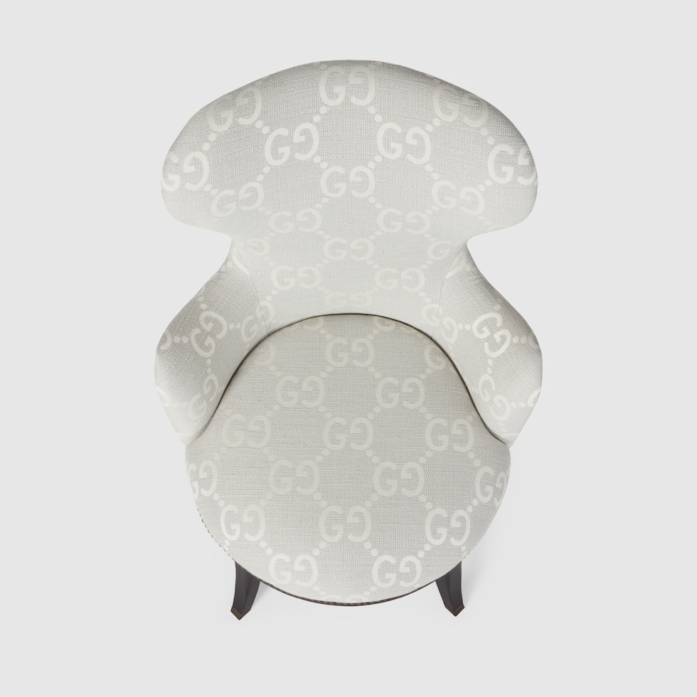 GG jacquard armchair in light grey and white fabric | GUCCI® US
