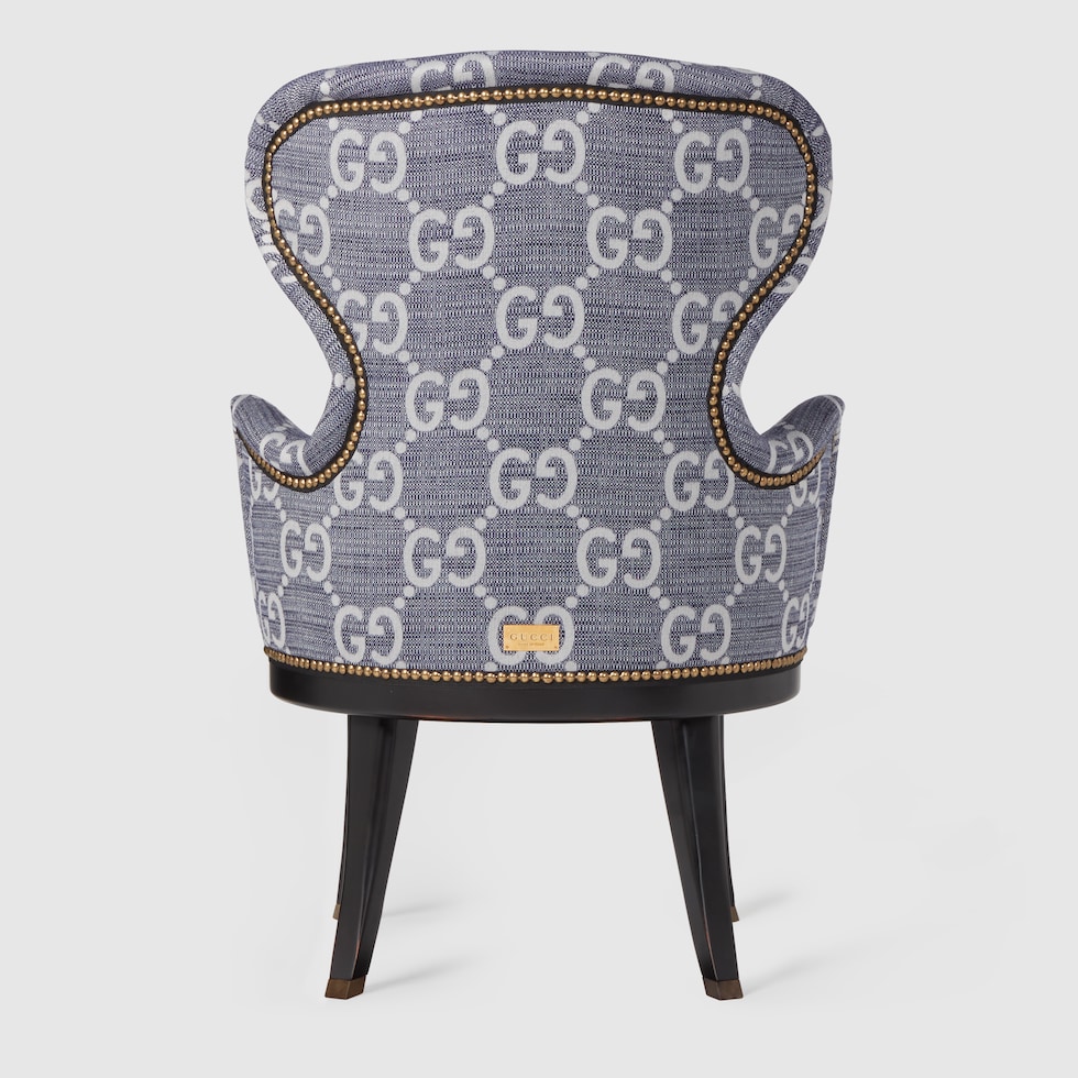 GGジャカード アームチェア ・ブルー＆ライトブルー ファブリック