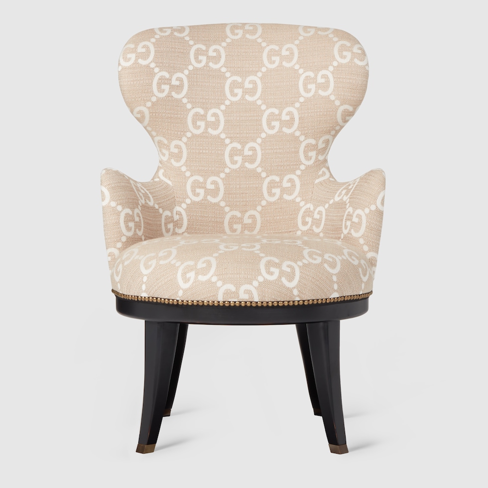GG jacquard armchair in beige and white fabric | GUCCI® US