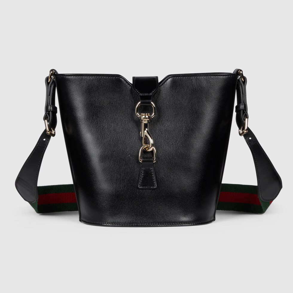 Mini bucket shoulder bag in black leather GUCCI UK
