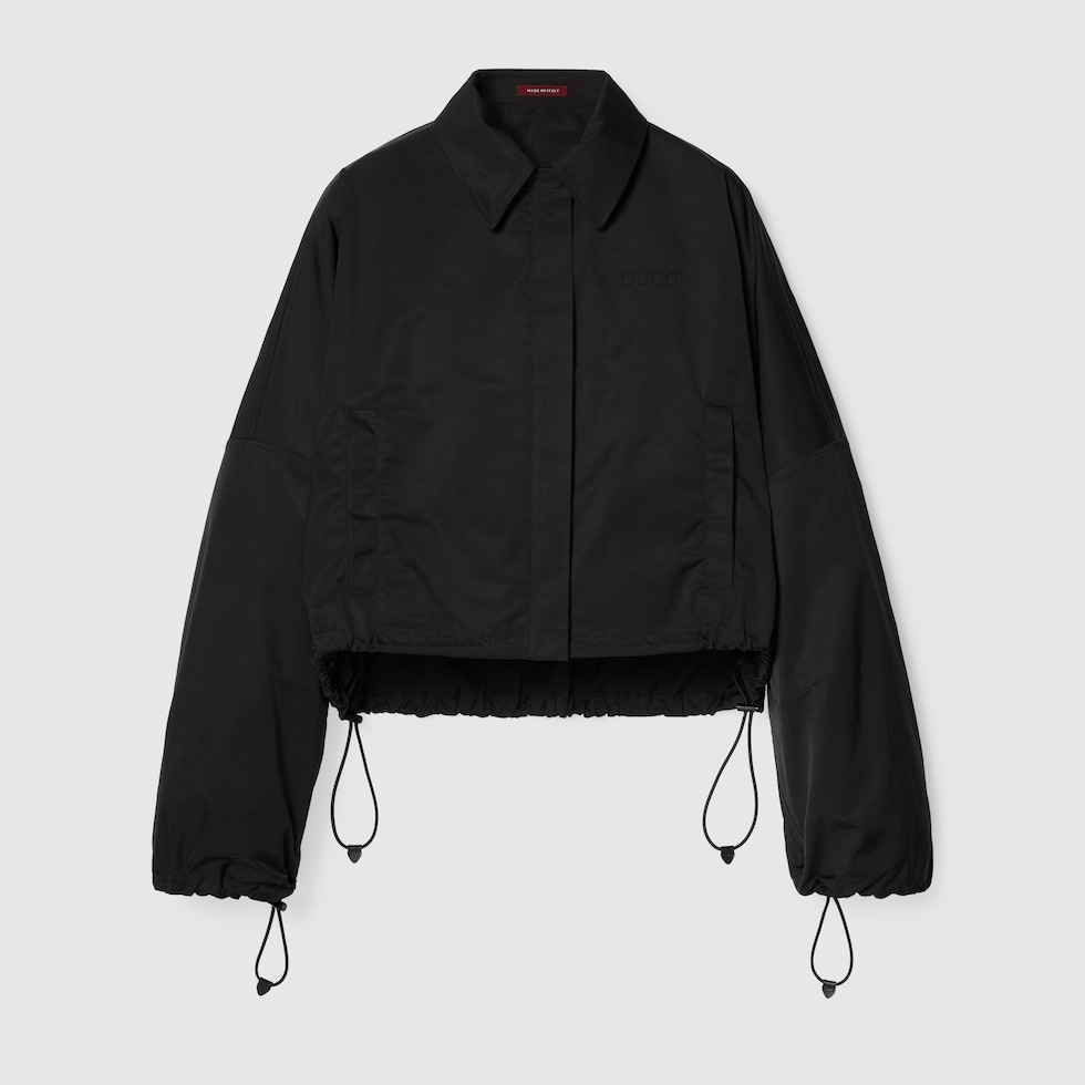 Polyester twill bomber jacket in black | GUCCI® GR