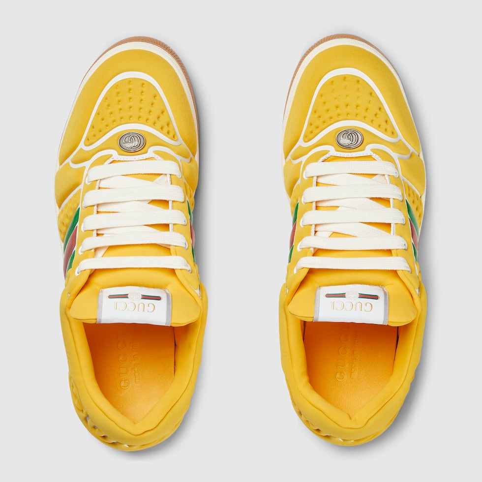 Men's Screener sneaker with Web in yellow neoprene | GUCCI® US