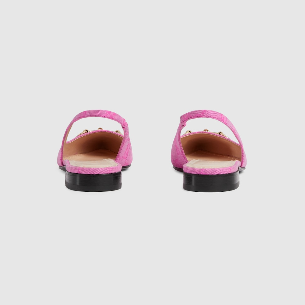 Women s Horsebit slingback ballet flat in pink GG canvas GUCCI Canada