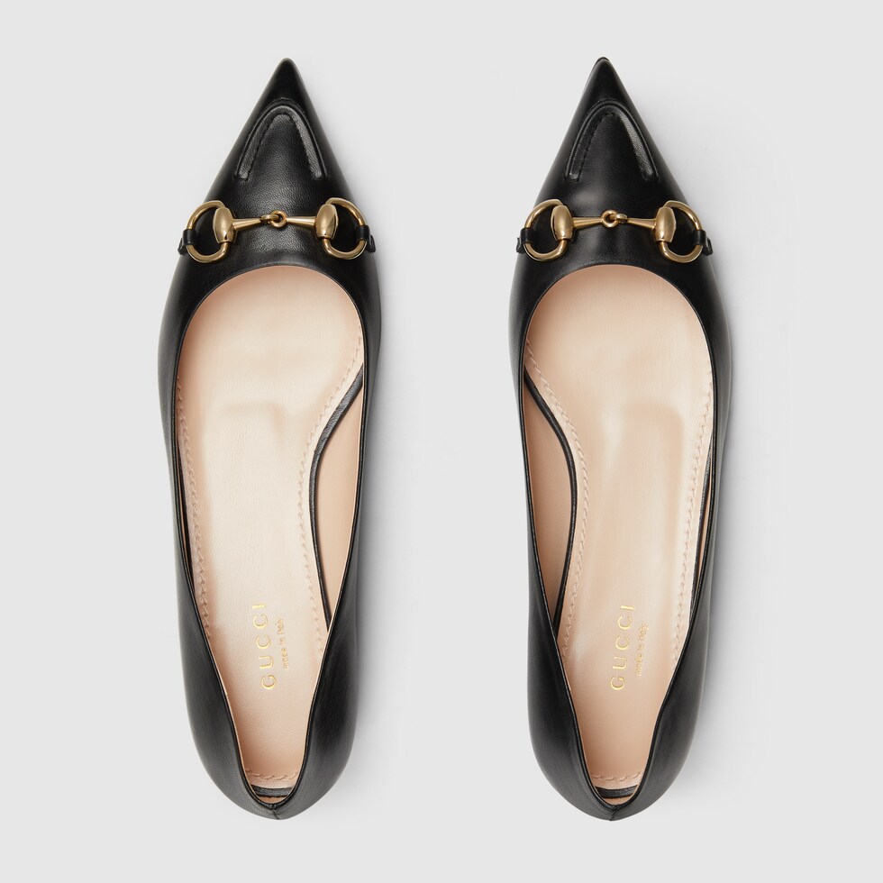 Women s ballet flat with Horsebit in black leather GUCCI Australia