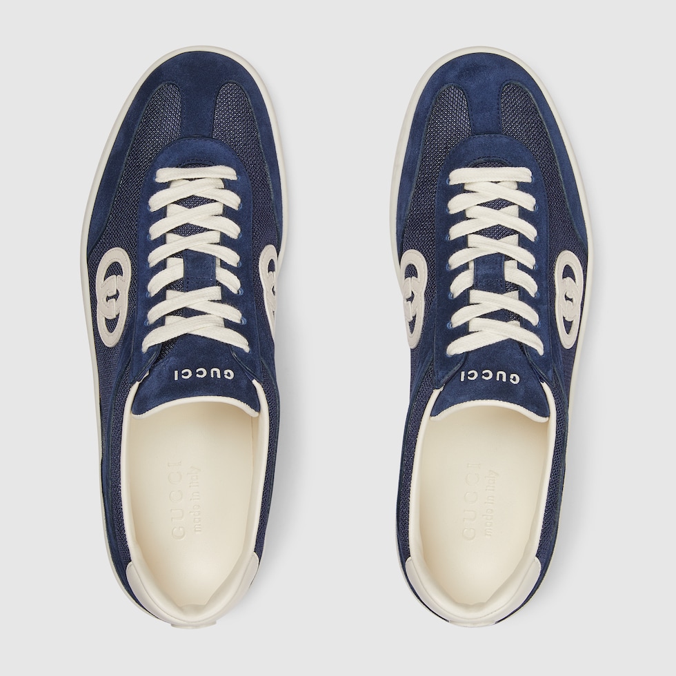 GG INTERLOCKING G SNEAKER DENIM BLUE SUEDE