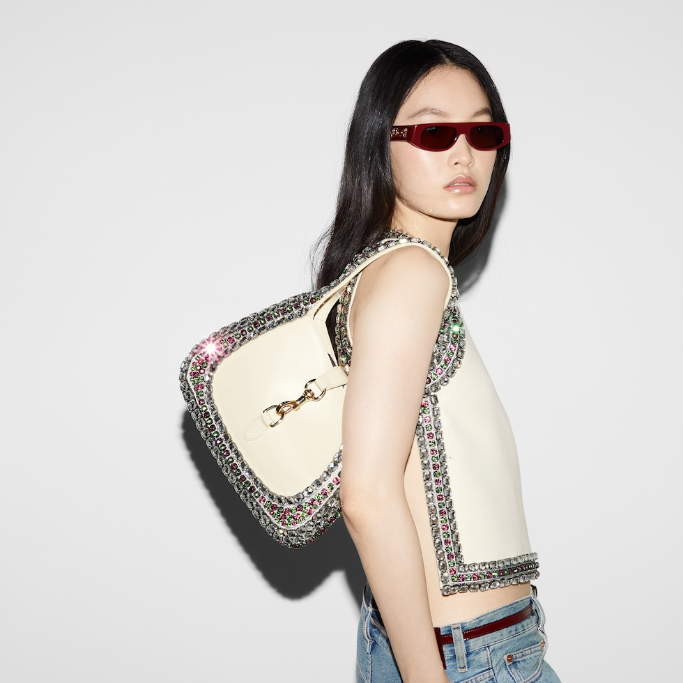 Gucci Jackie small shoulder bag in ivory leather | GUCCI® SG