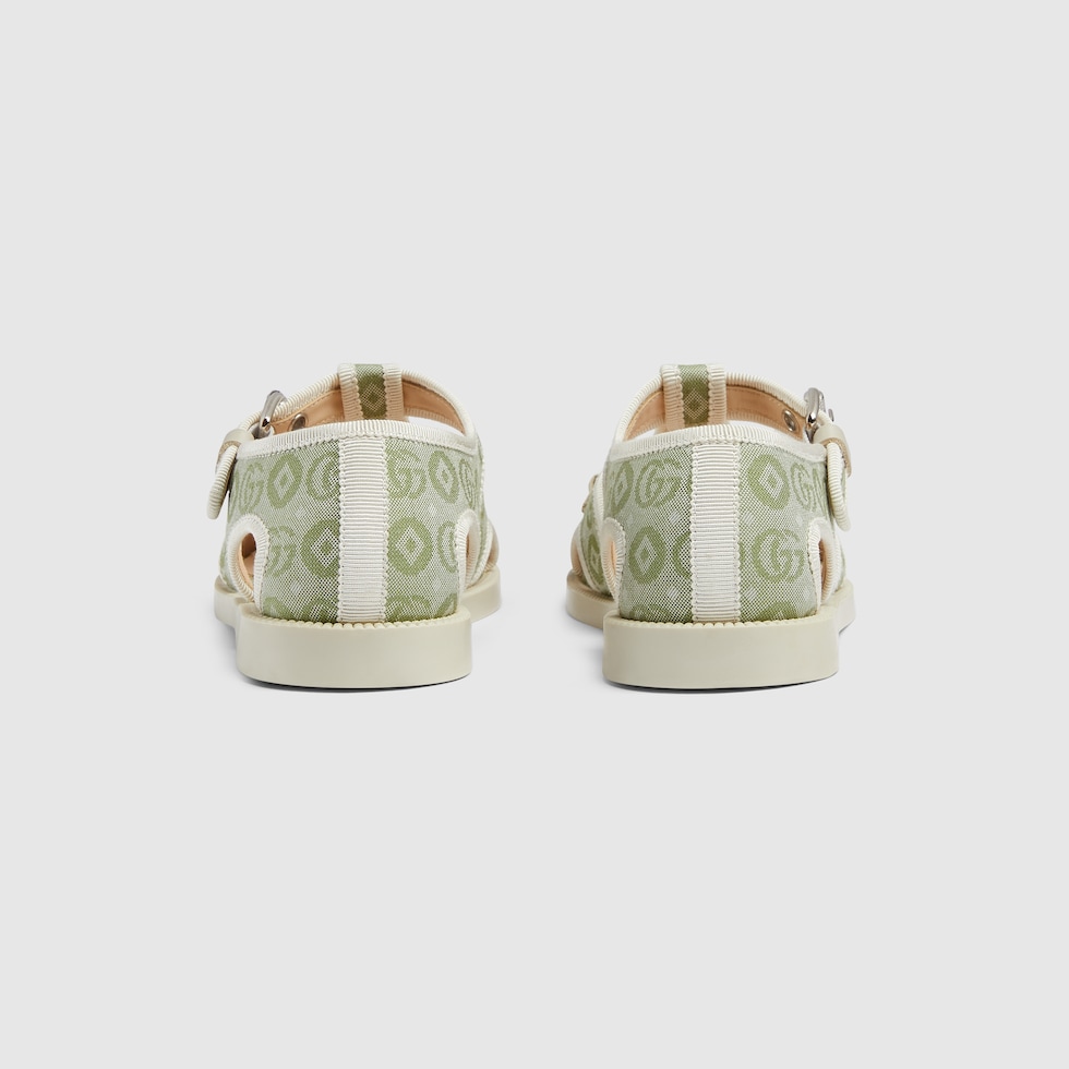 Children s Horsebit sandal in light green Double G cotton GUCCI UK