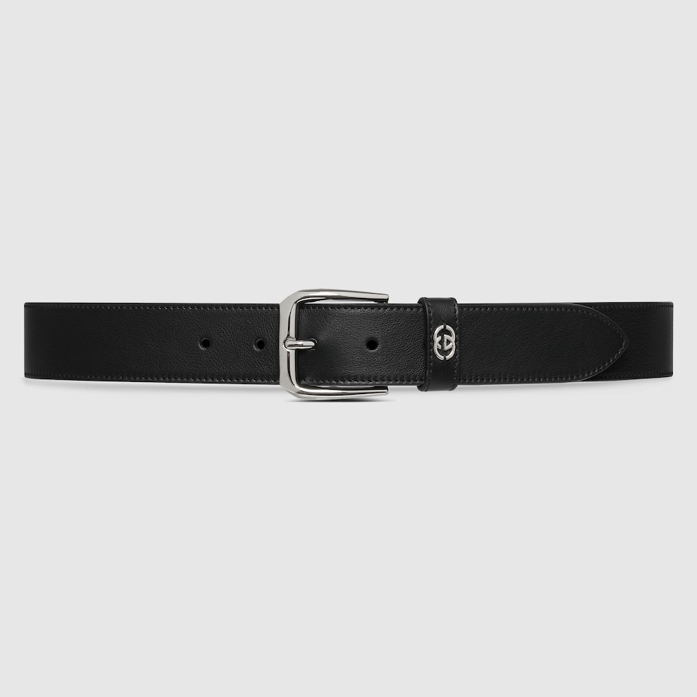 Leather belt with interlocking g hotsell