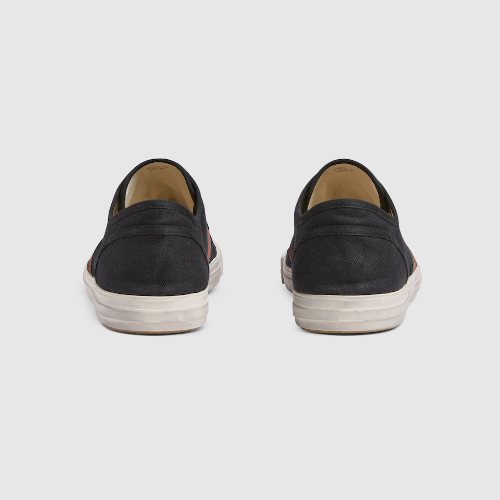 Men s sneaker with Web in black cotton GUCCI AE