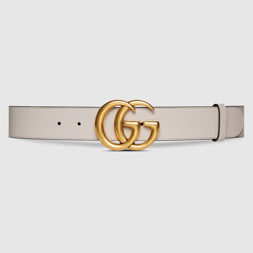 GG Marmont belt in light grey leather | GUCCI® US