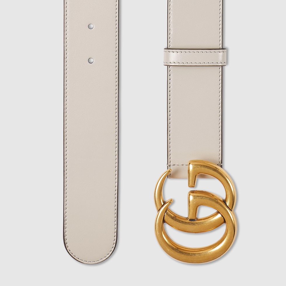 GG Marmont belt in light grey leather | GUCCI® US