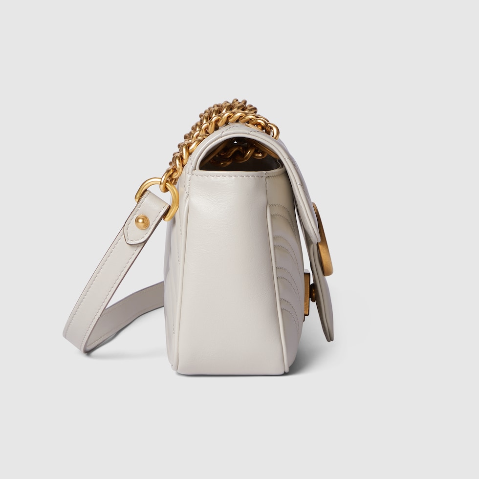 GG Marmont small shoulder bag in light grey leather | GUCCI® US