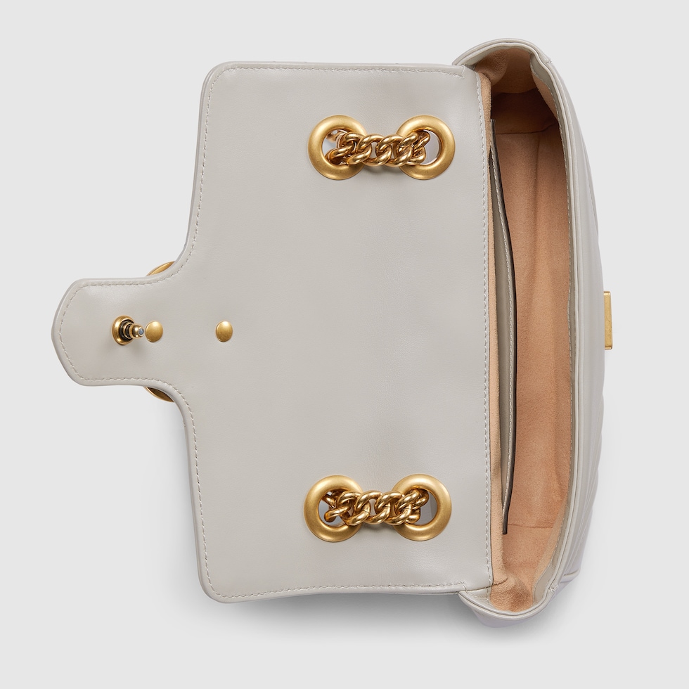 GGマーモント〕スモール ショルダーバッグ ・ライトグレー レザー