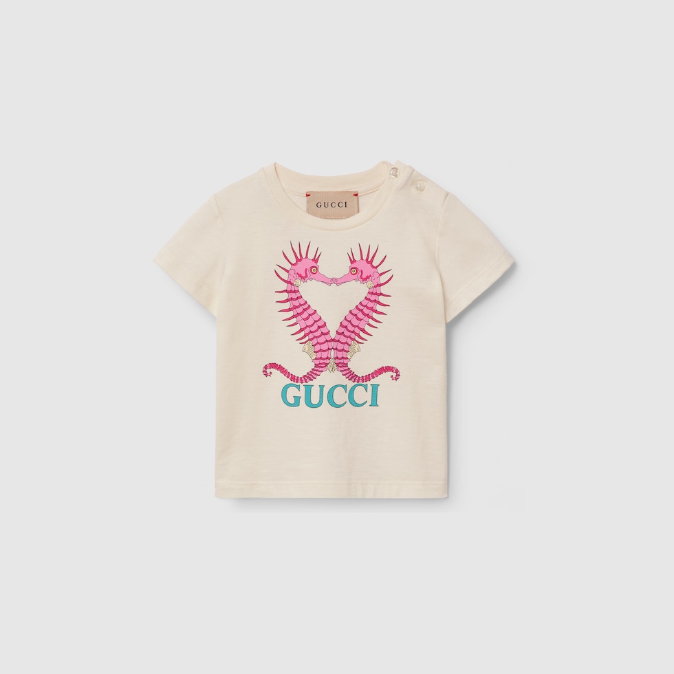 Gucci Baby Cotton T shirt with Seahorses