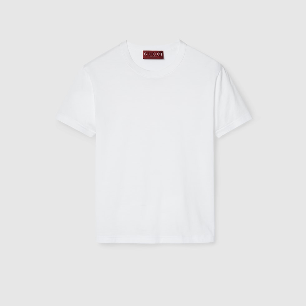 今季一番 Light cotton jersey T-shirt in white | GUCCI® US ウェア
