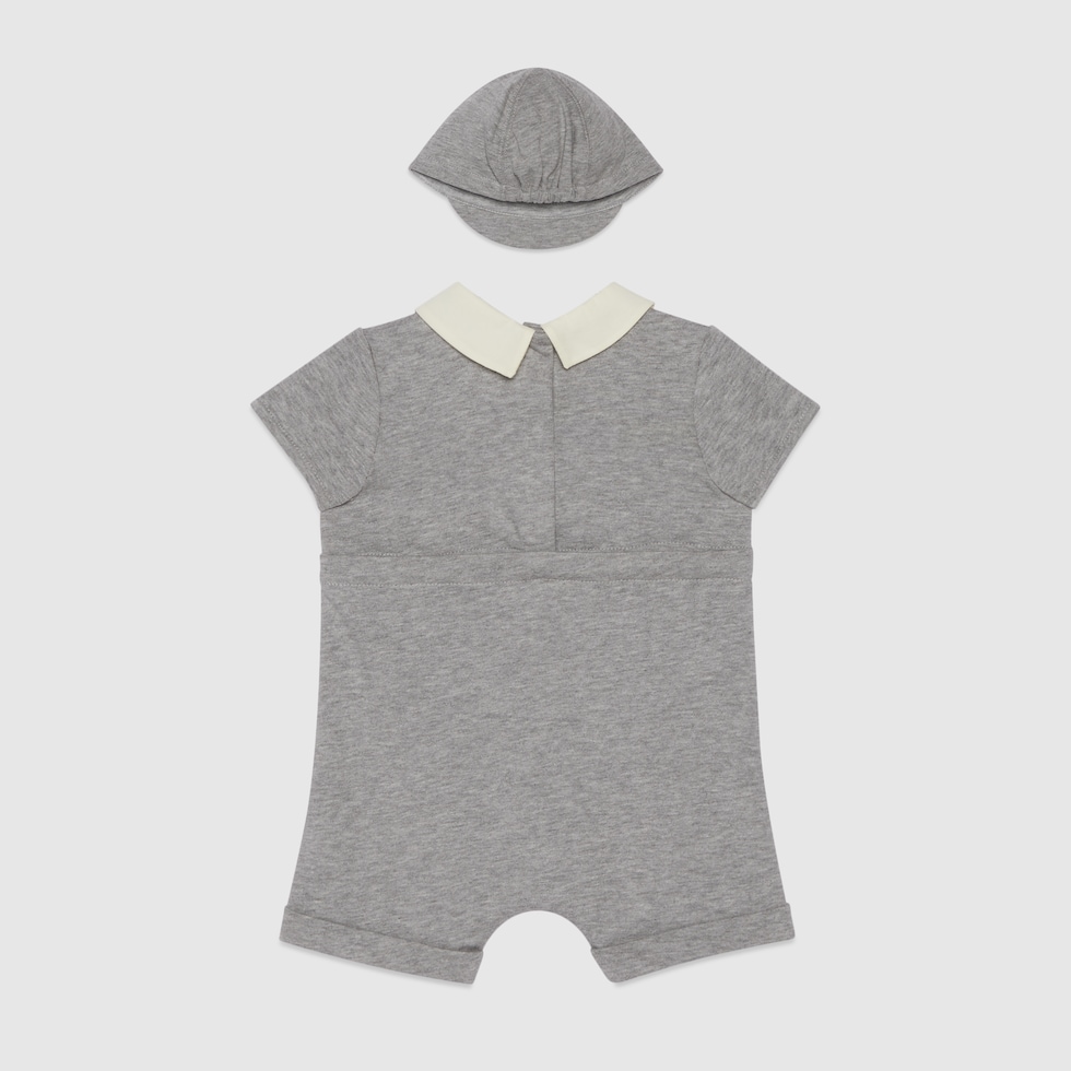 Baby cotton jersey gift set in light grey | GUCCI® US