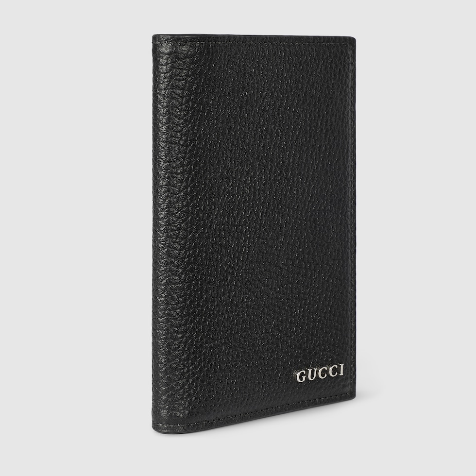 Passport case with Gucci logo in black leather GUCCI US