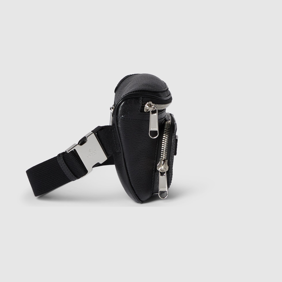 GG Supreme medium belt bag in black leather | GUCCI® US