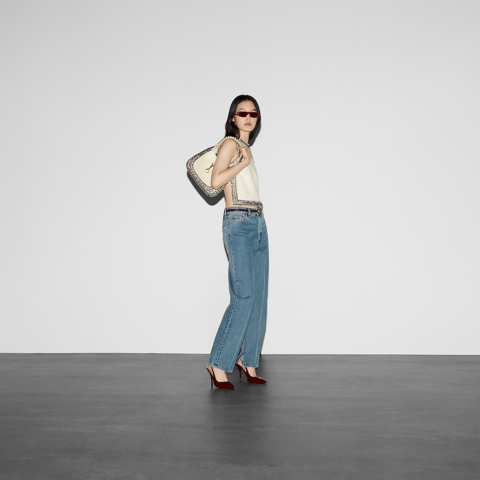 国内発送☆GUCCI】GUCCI ラベル付き デニム フレアパンツ (GUCCI