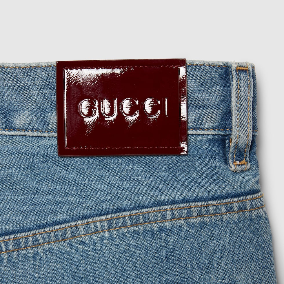 GUCCI ラベル デニムパンツブルー | GUCCI® JP