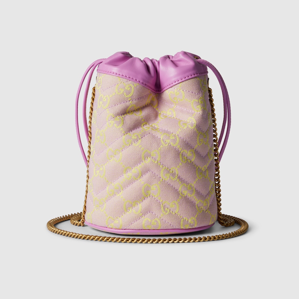 GG super mini bucket bag in lilac and yellow canvas GUCCI Canada