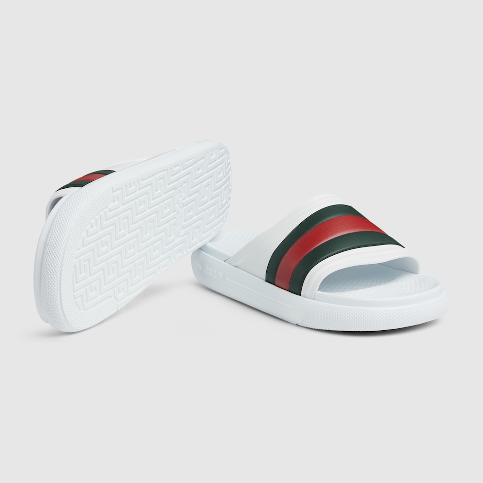 White Gucci Web Slide Sandals GUCCI Canada