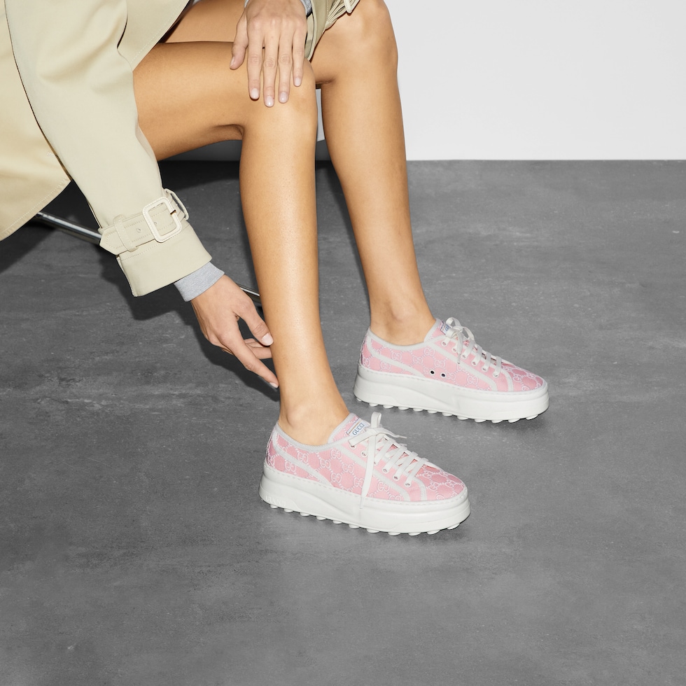 Women's Gucci Tennis 1977 trainer in light pink canvas | GUCCI® AE