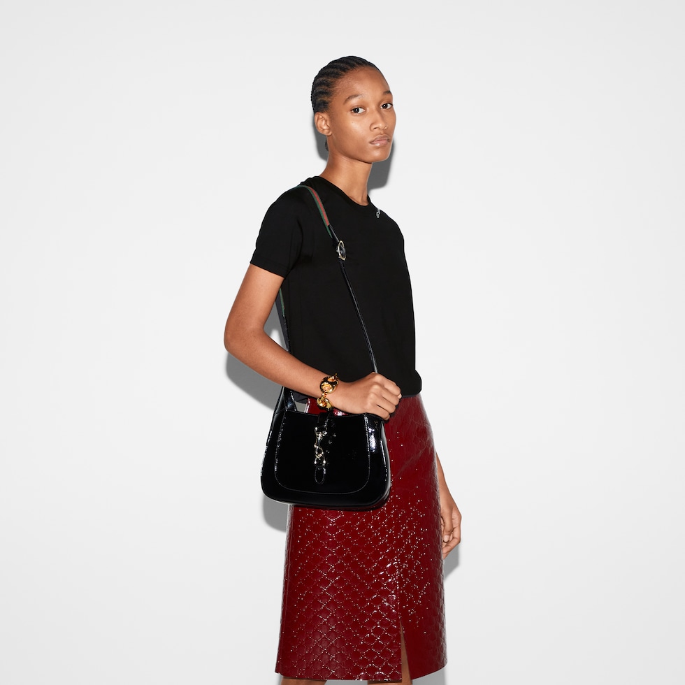 Gucci Jackie medium bag in black patent leather | GUCCI® CA