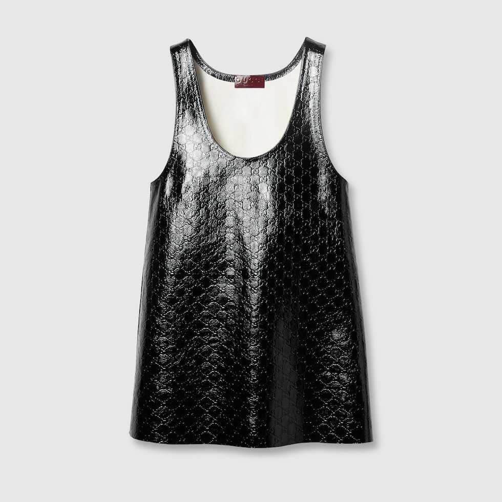 GG embossed mini dress in black | GUCCI® SI