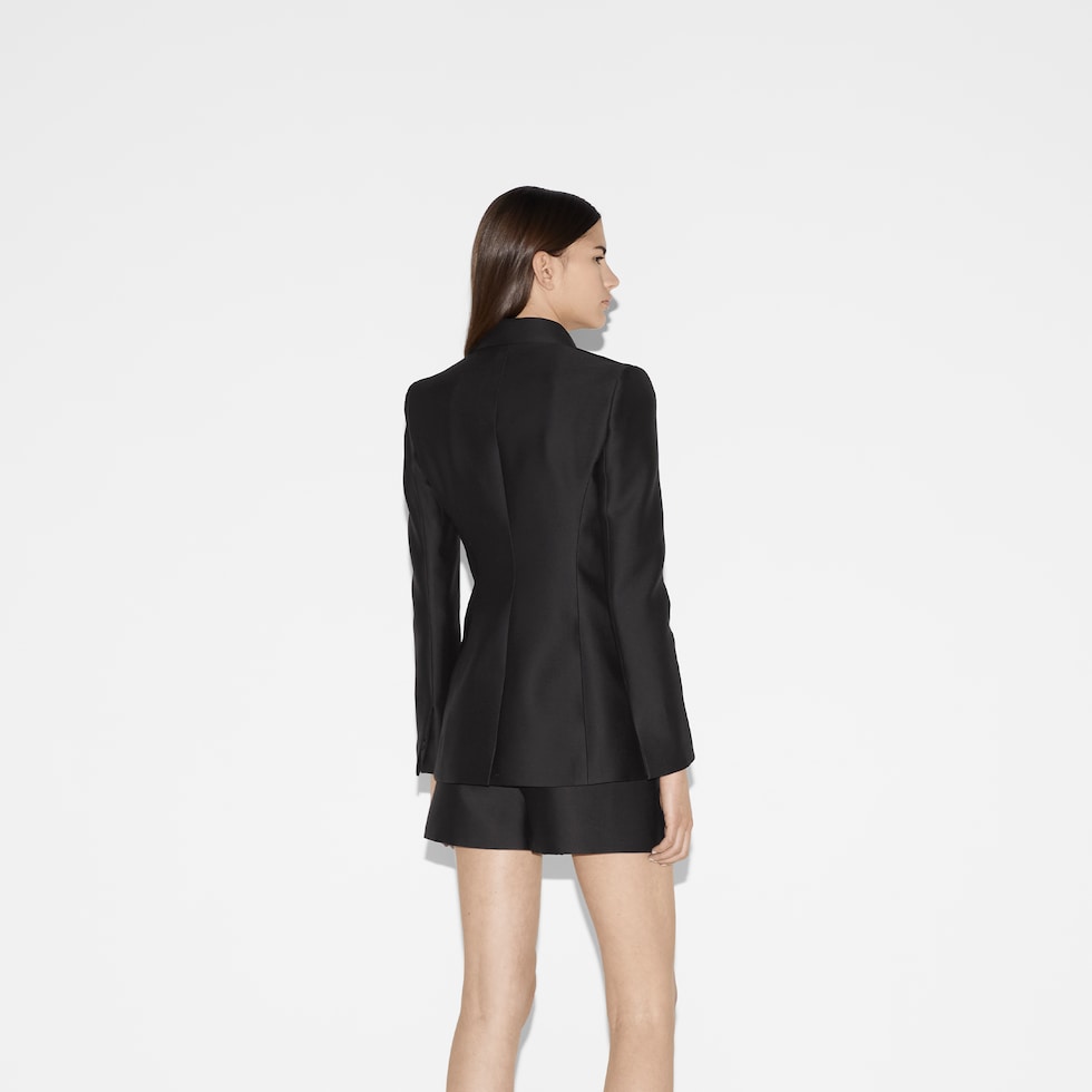 Double-breasted wool silk jacket in black | GUCCI® US