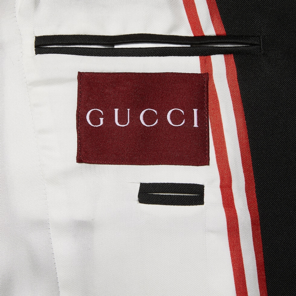 ウールシルク ダブルブレスト ジャケットブラック | GUCCI公式